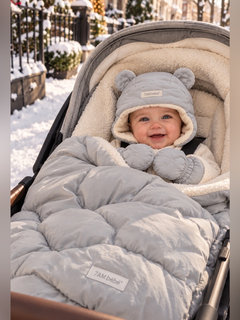 7AM Enfant Bebe Sini Blanket, Hat, Mittens Set